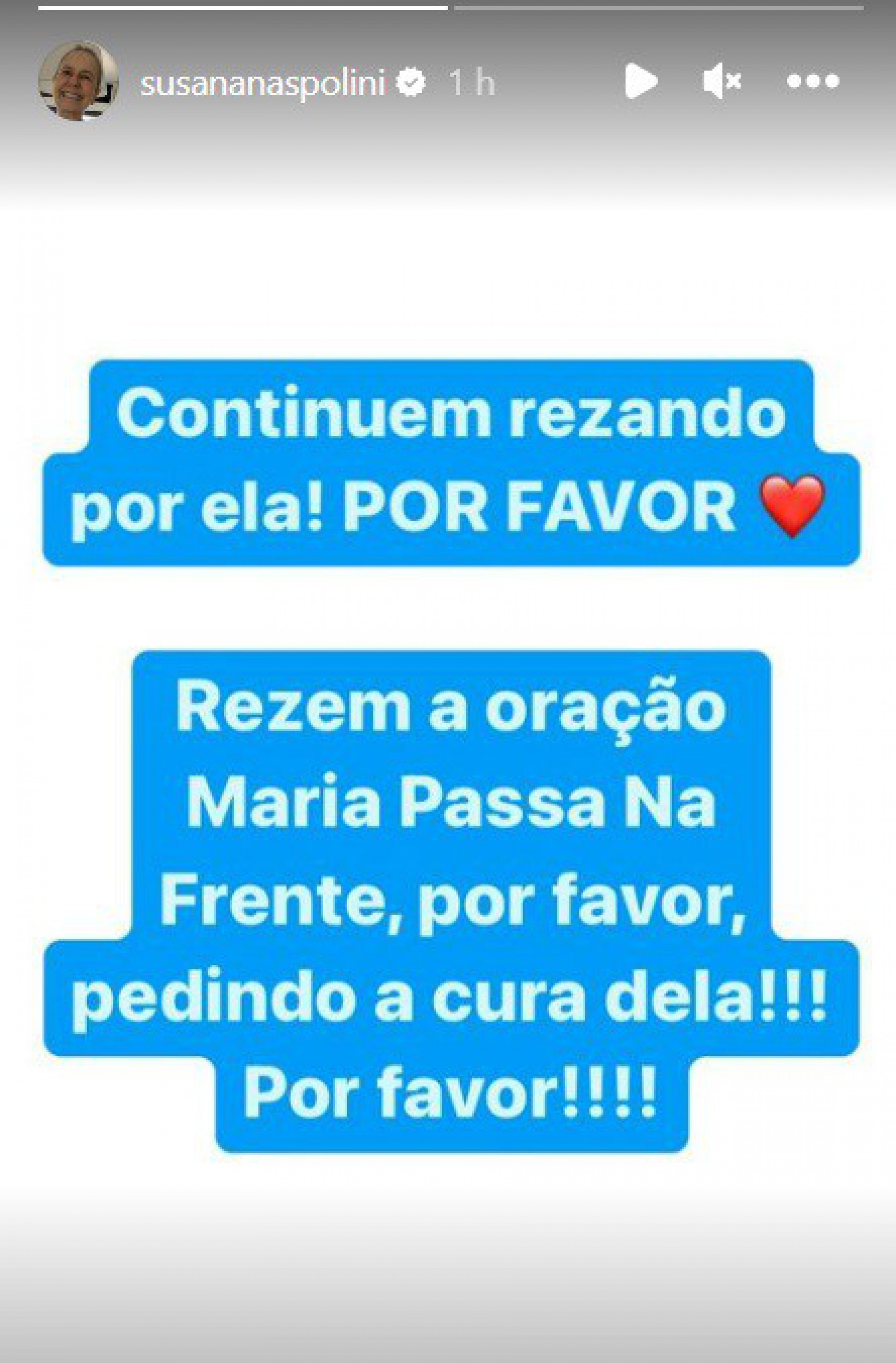 Filha de Susana Naspolini, Julia pede orações - Reprodução do Instagram