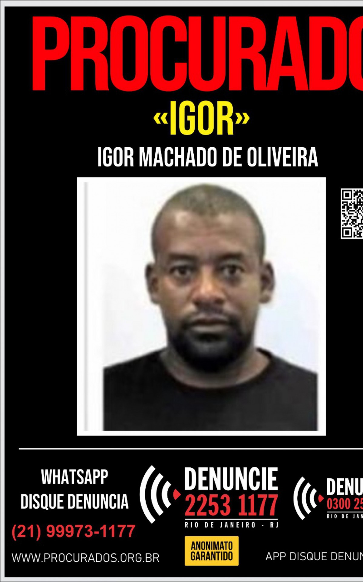 Igor Machado de Oliveira, de 42 anos, &eacute; o principal suspeito da morte de Ronald Sant'Anna do Nascimento - Divulga&ccedil;&atilde;o/Portal dos Procurados