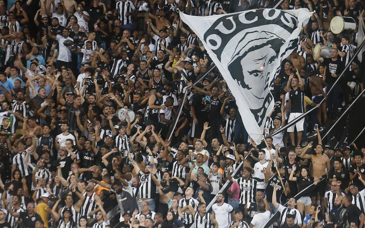 Torcida do Botafogo em festa no Est&aacute;dio Nilton Santos