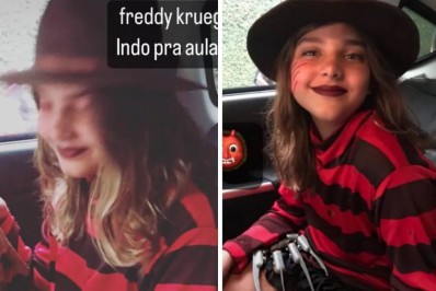 Grazi Massafera compartilha filha vestida de Freddy Krueger: 'Indo para aula'