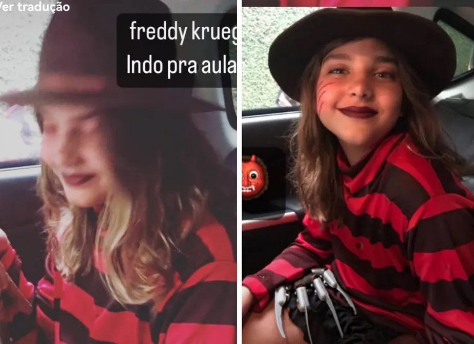 Sofia, filha de Grazi Massafera e Cauã Reymond, vestida de Freddy Krueger - Reprodução / Instagram