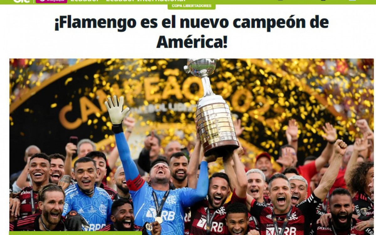 Jornais internacionais destacaram título do Flamengo - Reprodução / Instagram