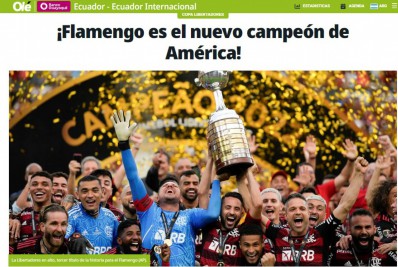 Jornais internacionais destacam tricampeonato da Libertadores conquistado pelo Flamengo