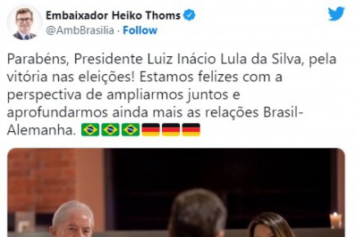 Embaixador da Alemanha, Heiko Thoms, parabeniza Lula pela vitória