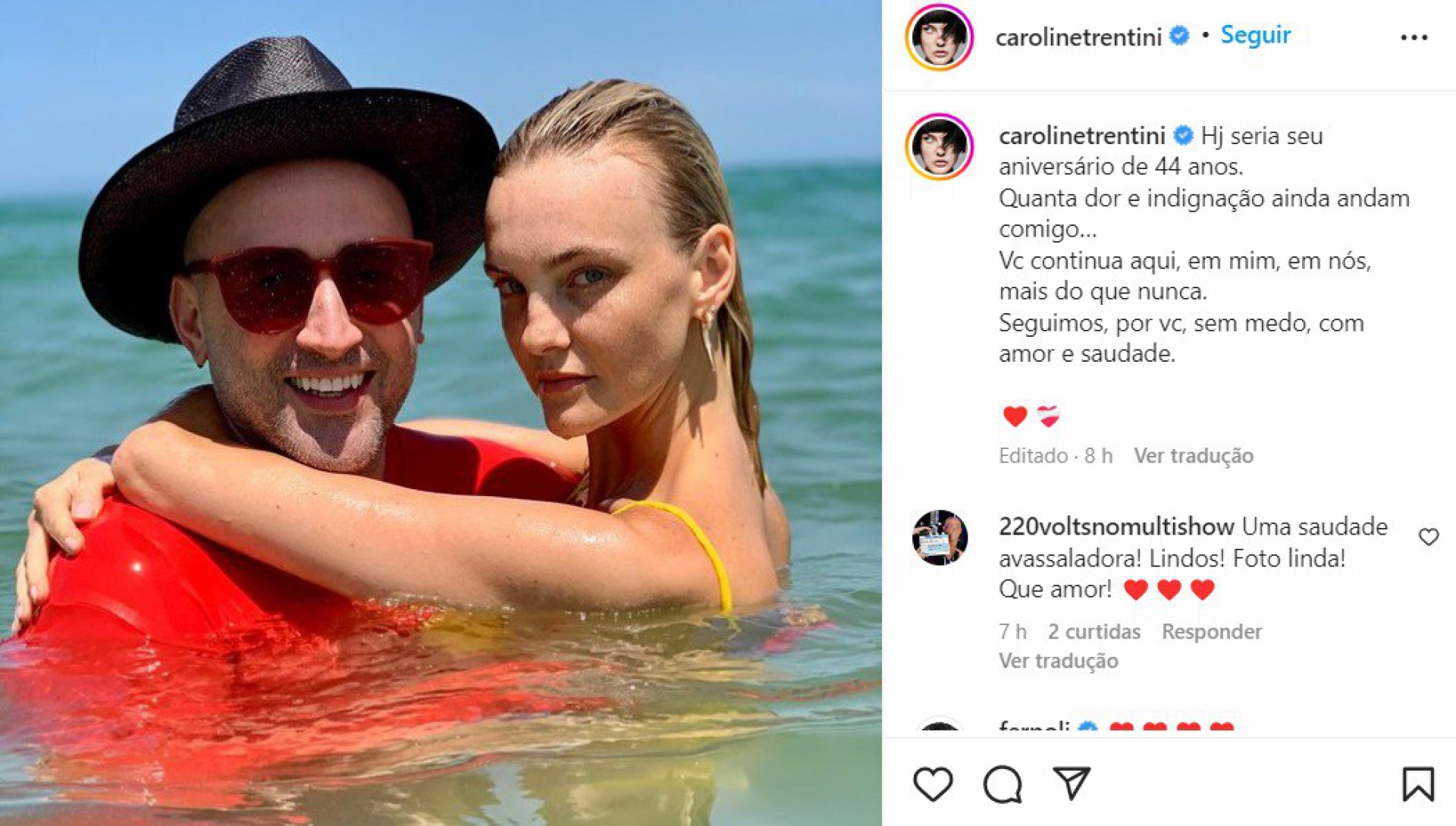 Carol Trentini faz homenagem a Paulo Gustavo - Reprodução Internet