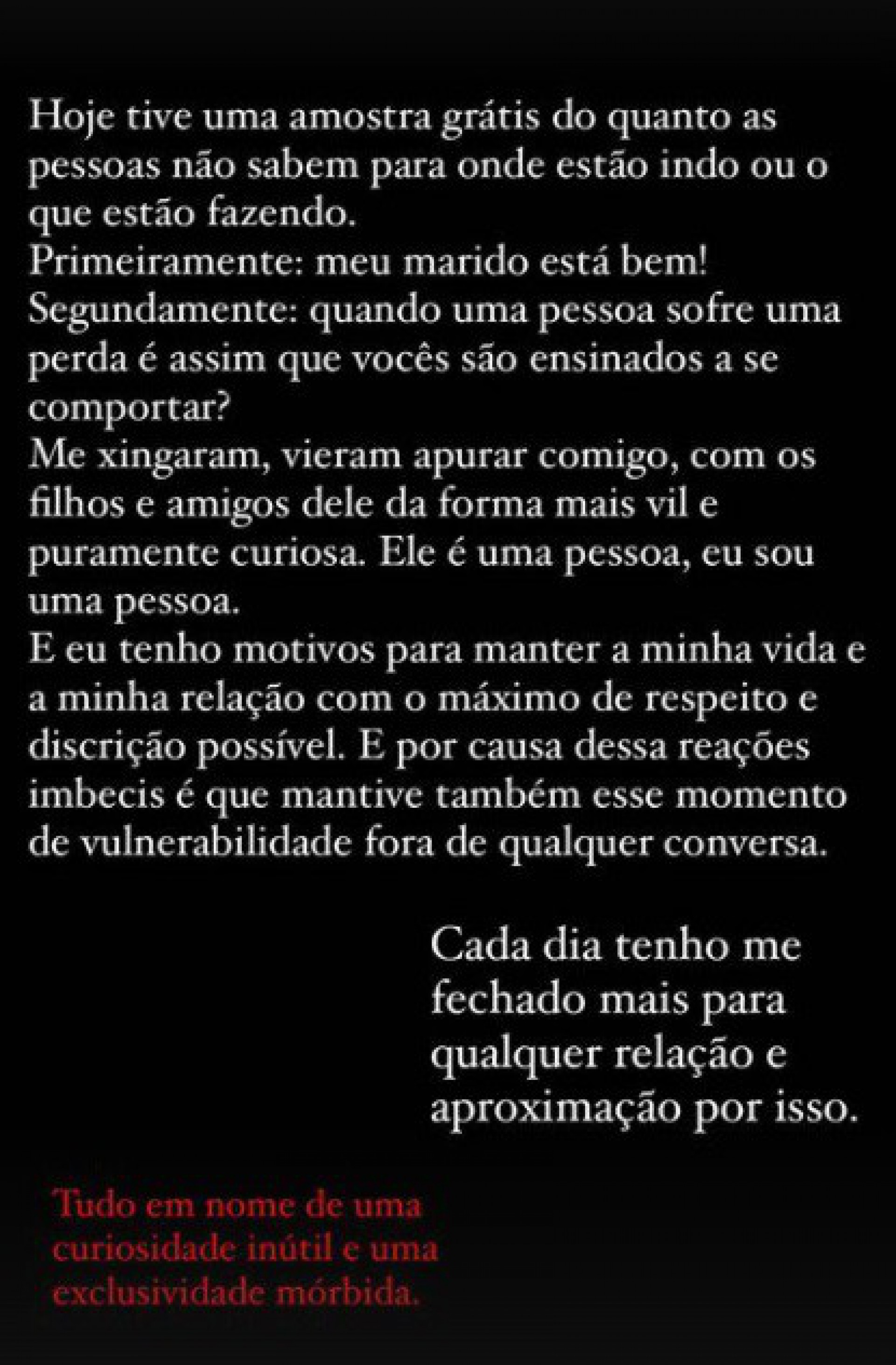 Fernanda Pessoa critica not&iacute;cia de falsa morte de Erasmo Carlos - Reprodu&ccedil;&atilde;o do Instagram