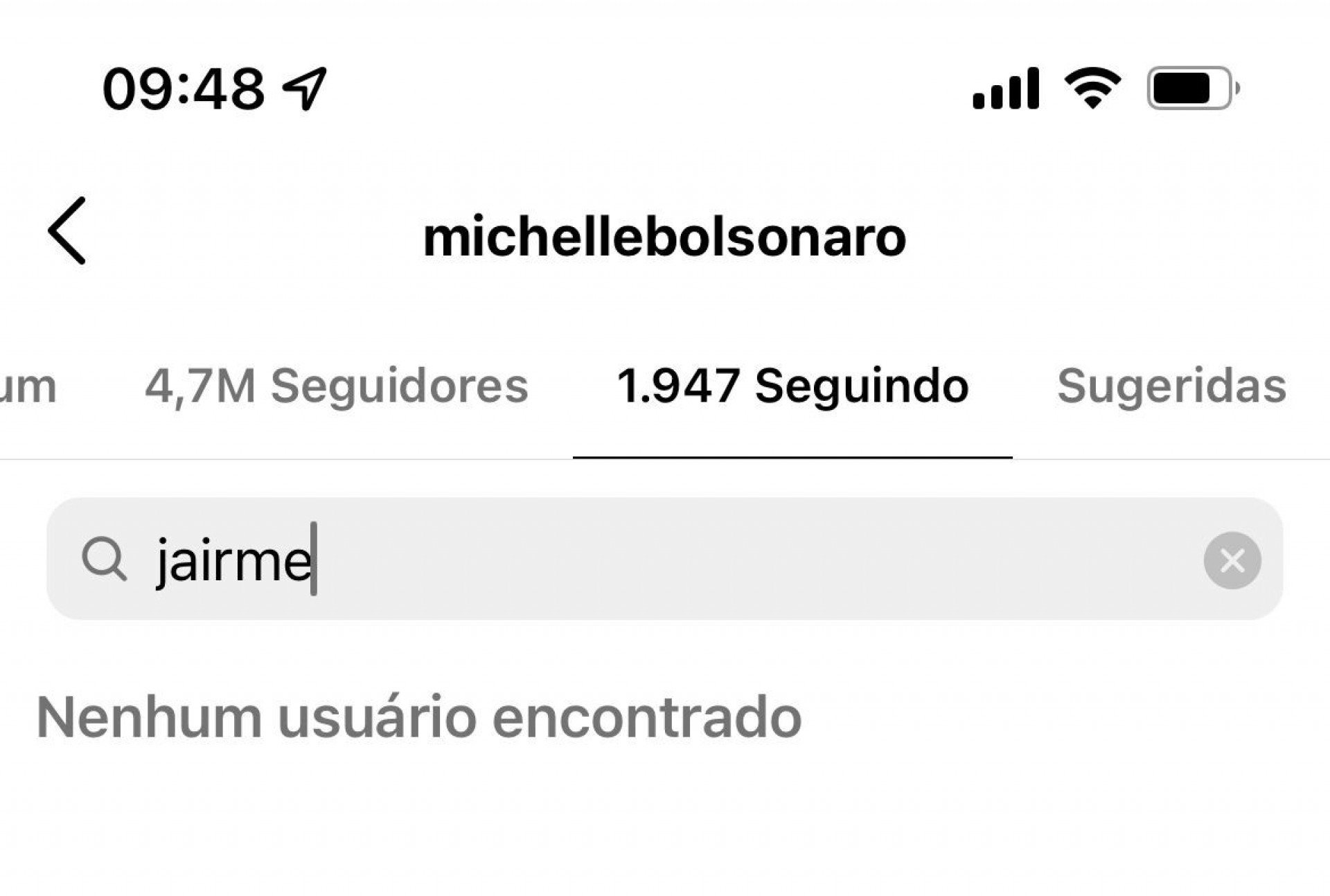 Michelle trocou unfollow com Bolsonaro - Reprodução/Instragram