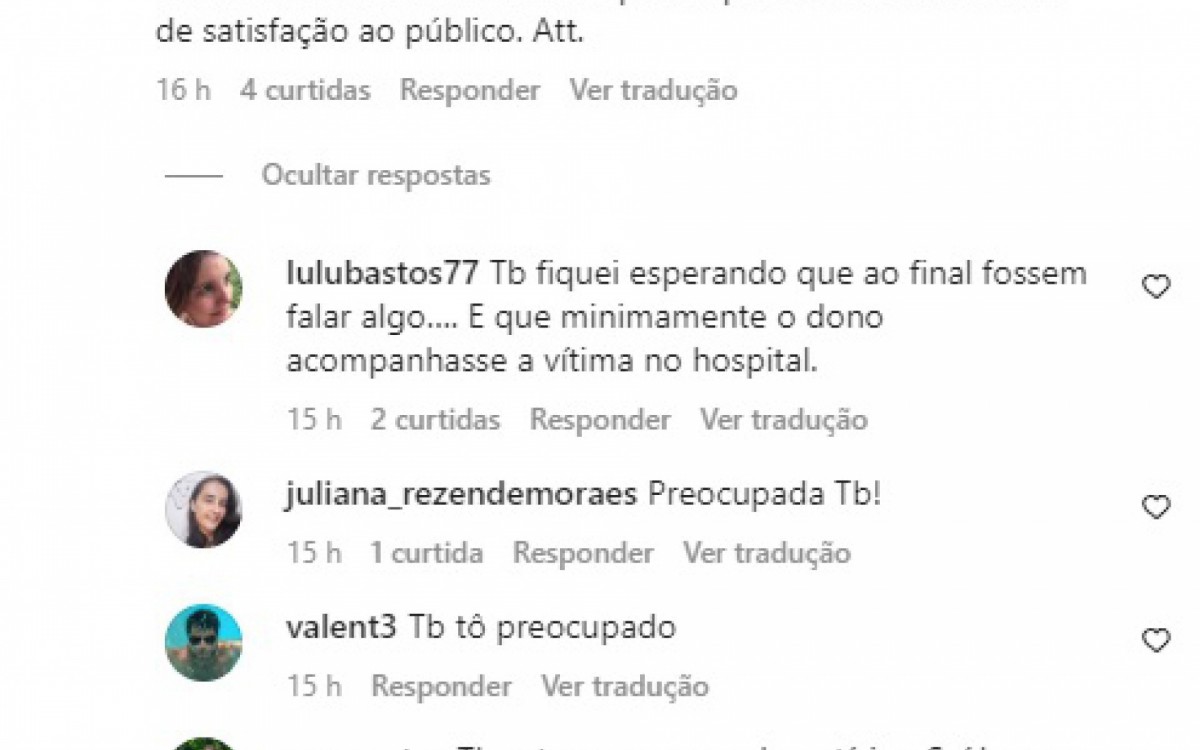 Espectadores do show, que presenciaram a queda do motociclista, reclamaram nas redes sociais da falta de posicionamento do Reder Circus
