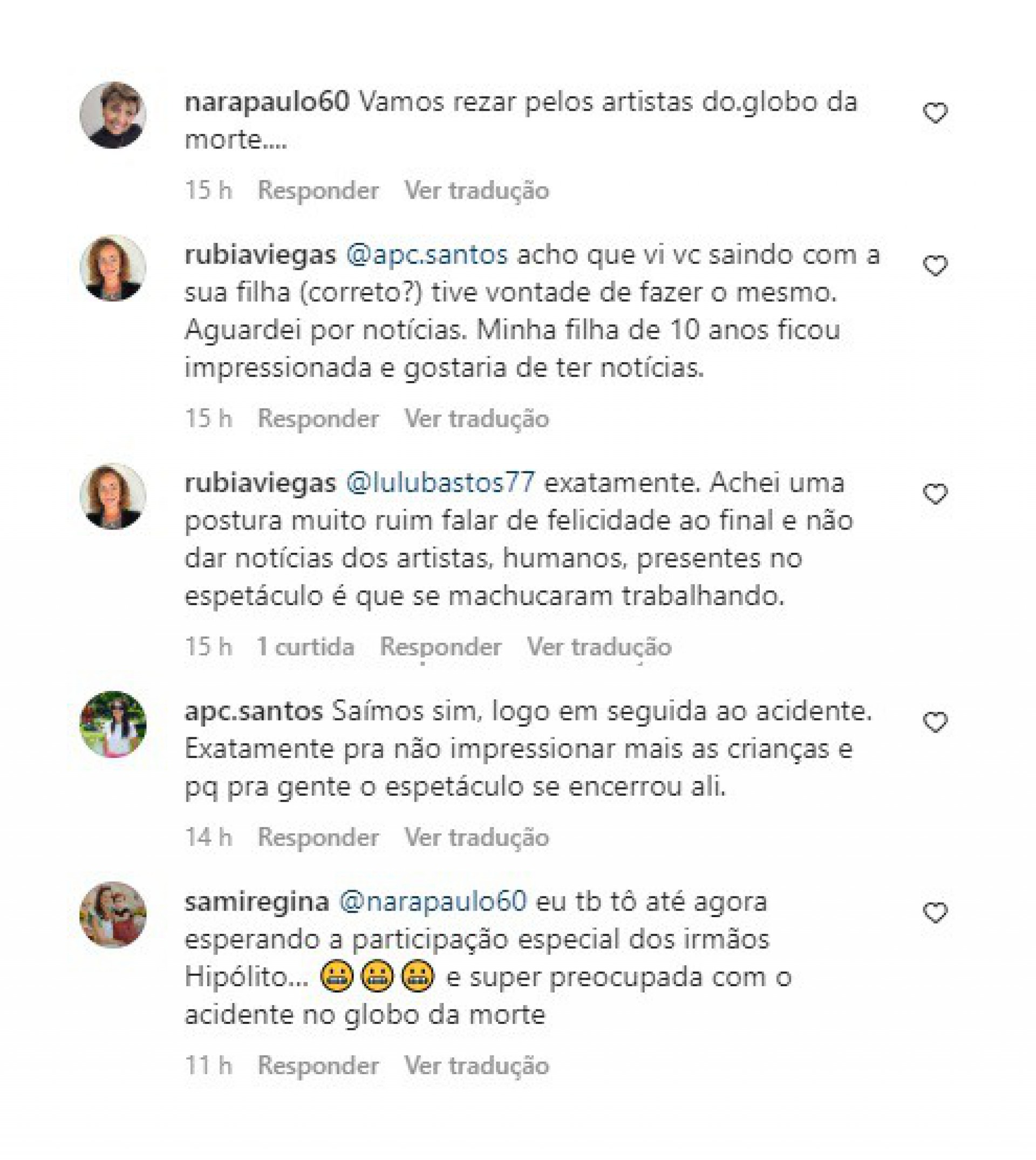 Espectadores do show, que presenciaram a queda do motociclista, reclamaram nas redes sociais da falta de posicionamento do Reder Circus
