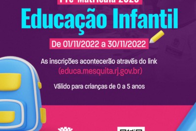 Abertas as inscrições para a pré-matrícula online da Educação Infantil de Mesquita
