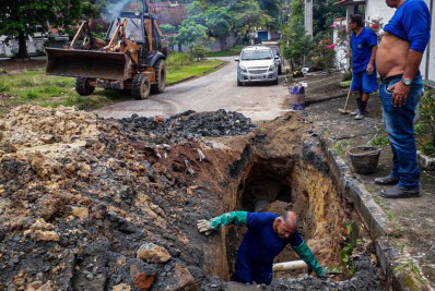 Papucaia, Japuíba e Ribeira recebem serviços de manutenção em rede de água e esgoto