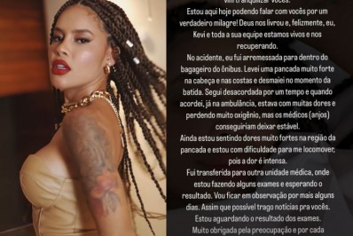 Ex-A Fazenda, Sthefane Matos dá detalhes de acidente de ônibus: 'Desmaiei na batida'