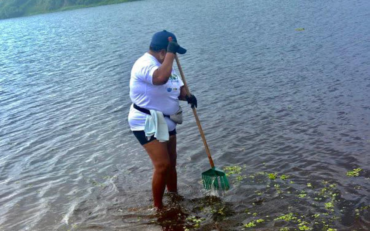 A&ccedil;&atilde;o contou com participa&ccedil;&atilde;o de mun&iacute;cipes volunt&aacute;rios na limpeza da Lagoa do Iriry em Rio das Ostras. - Thiago Loures