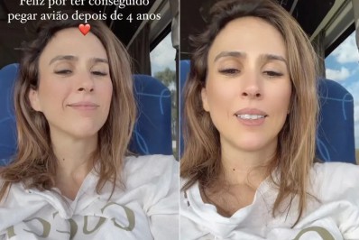 Tatá Werneck comemora primeira viagem de avião em quatro anos: 'Feliz'
