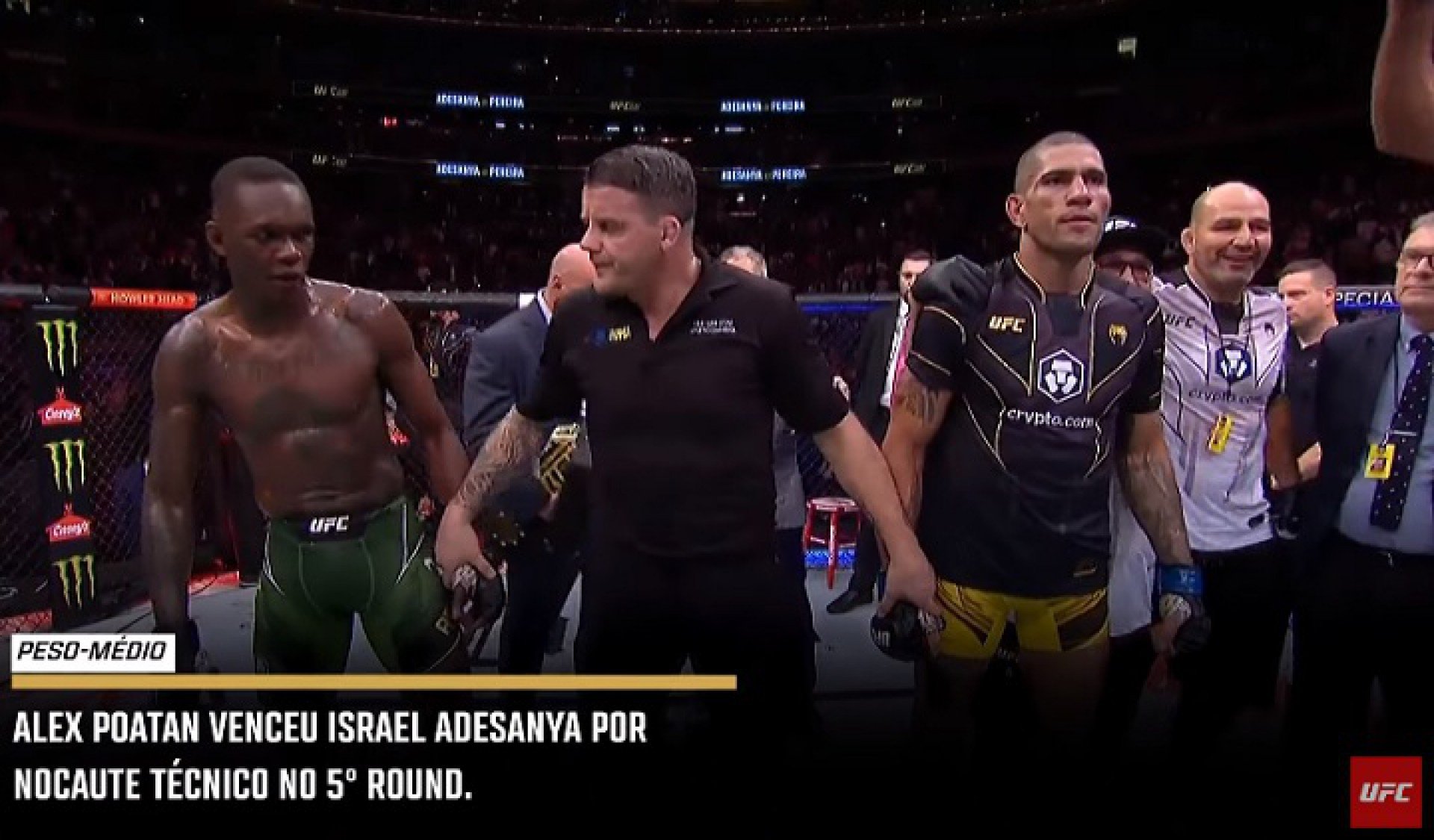 Israel Adesanya e Alex Poatan se mostraram favoráveis a revanche imediata após o UFC 281 - (Foto: Reprodução/UFC)