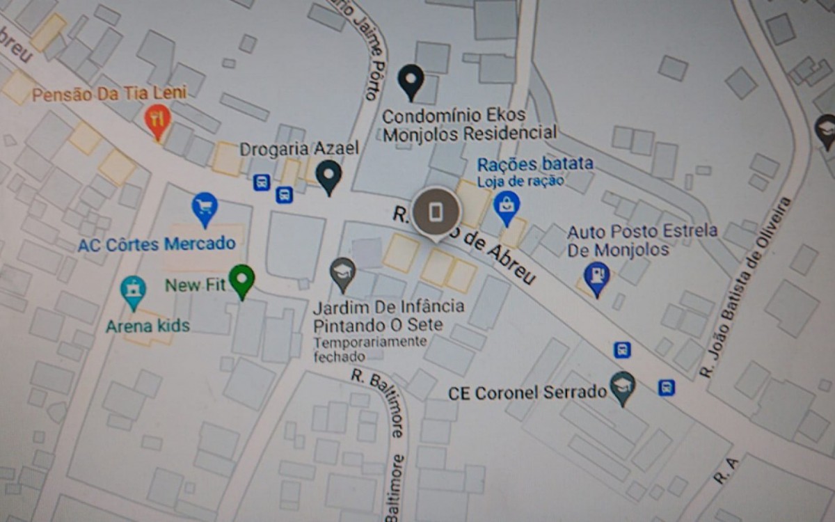 &Uacute;ltima localiza&ccedil;&atilde;o de Eden&iacute;lson apontada pelo telefone celular do motorista