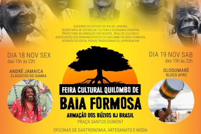 Feira Cultural Quilombo de Baía Formosa de Búzios acontece na Praça Santos Dumont nesta sexta-feira e sábado