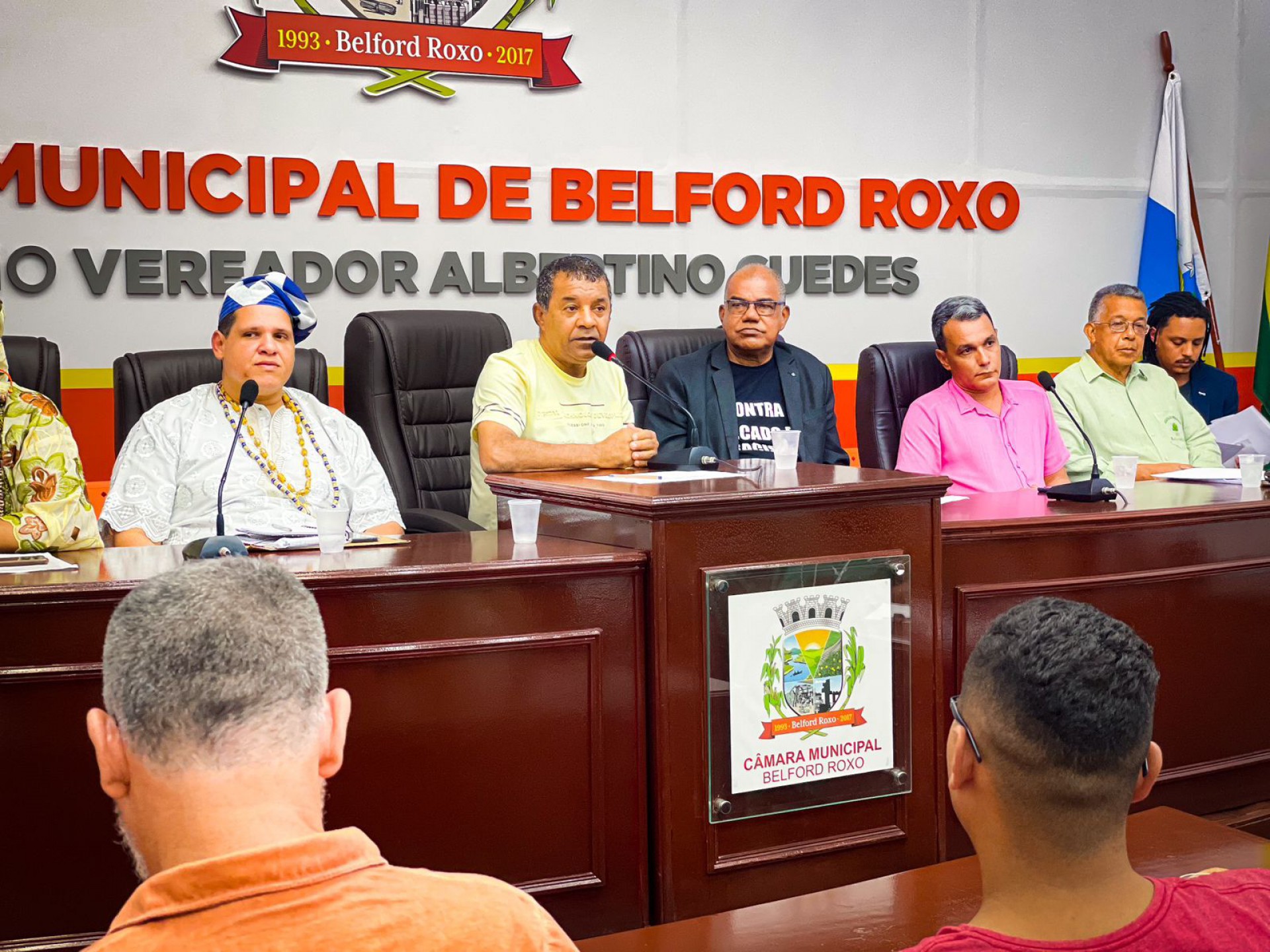 O vereador Jac&oacute; destacou a import&acirc;ncia do apoio do prefeito Waguinho e da deputada federal Daniela do Waguinho na luta contra o racismo religioso - Matheus Breda / PMBR