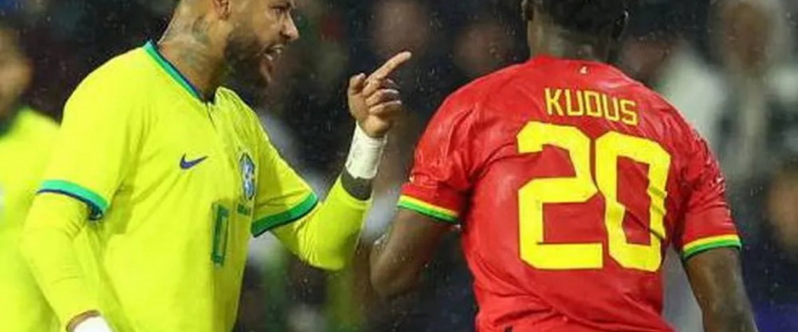 Neymar e Kudus discutiram em amistoso entre Brasil e Gana, em setembro