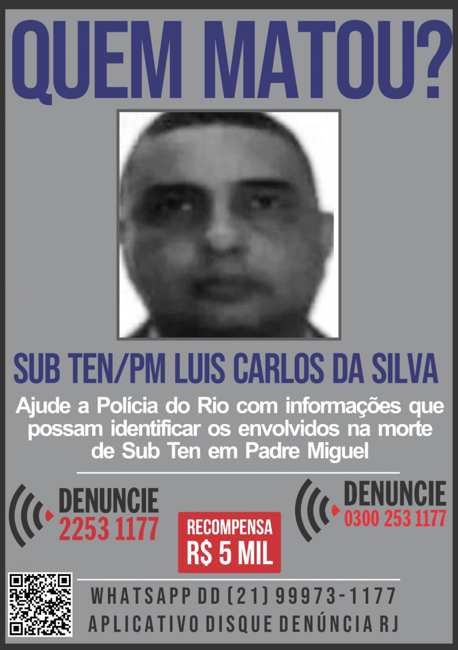 Portal pede informações sobre a morte do PM Luis Carlos da Silva