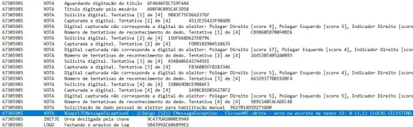 Log de urna em Juazeiro (BA) - Reprodu&ccedil;&atilde;o