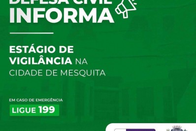 Defesa Civil de Mesquita alerta para previsão de chuva nas próximas horas