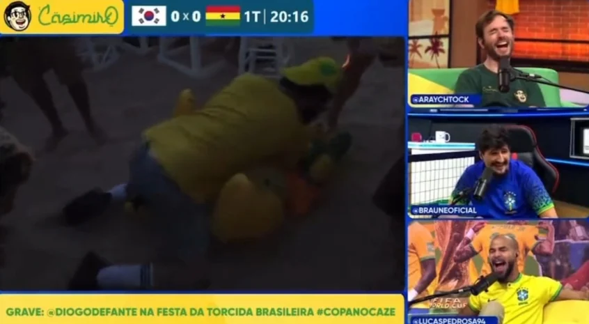 Diogo Defante 'espanca' canguru inflável e recebe chamado de segurança no Catar