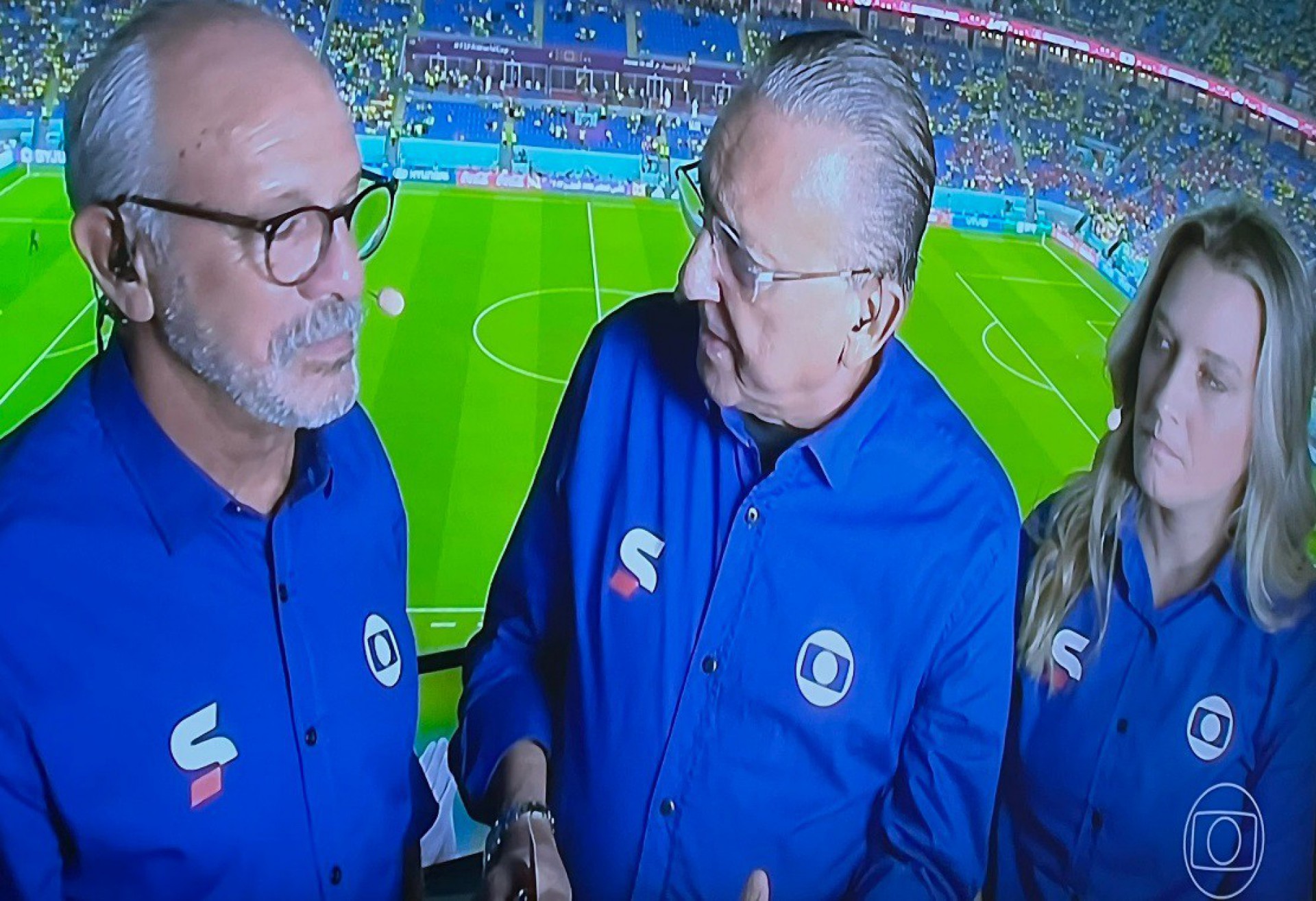 Galvão Bueno e Ana Thaís Matos comentam os jogos da Seleção na Copa do Mundo - Reprodução