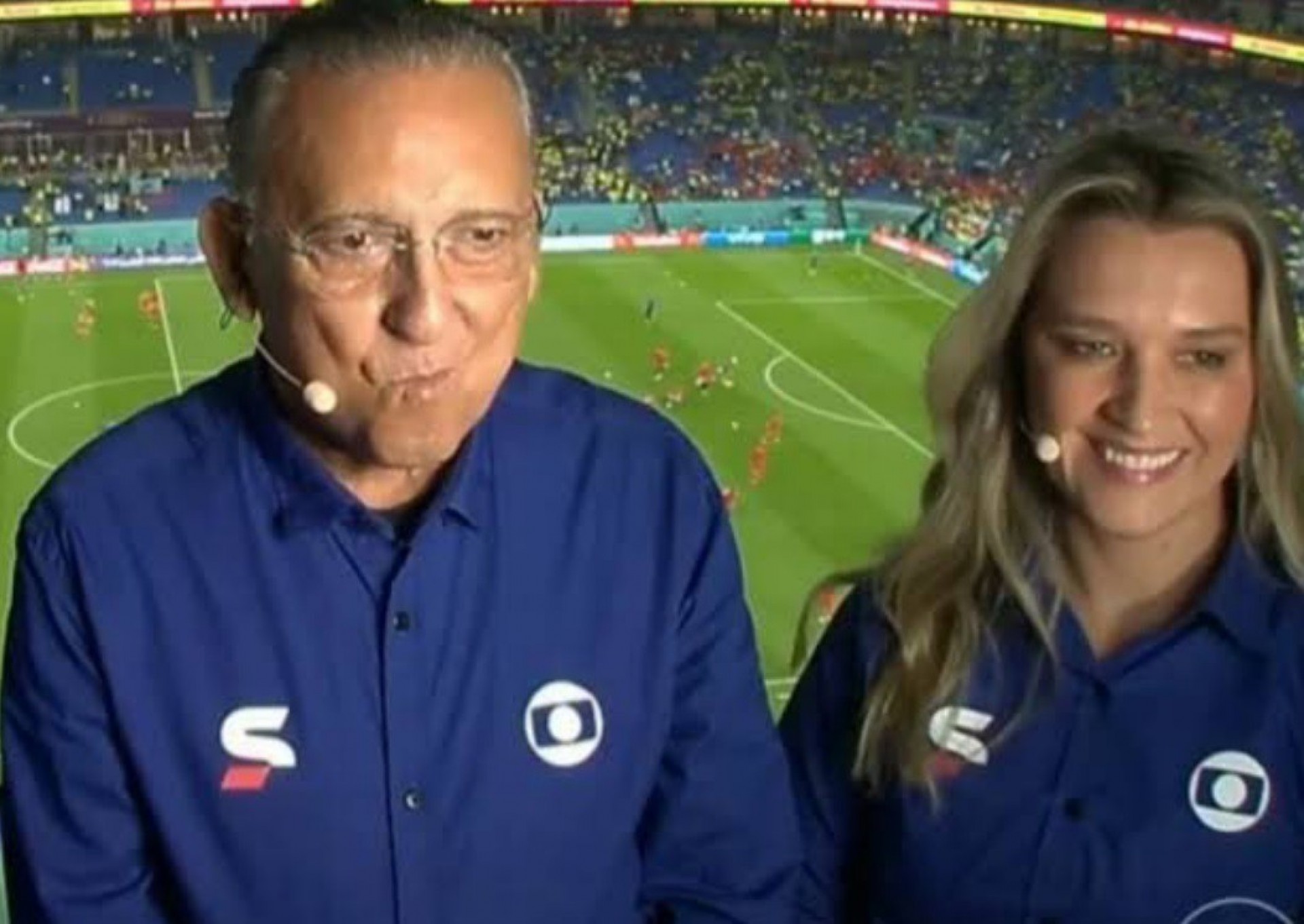 Galvão Bueno e Ana Thaís Matos comentam os jogos da Seleção na Copa do Mundo - Reprodução
