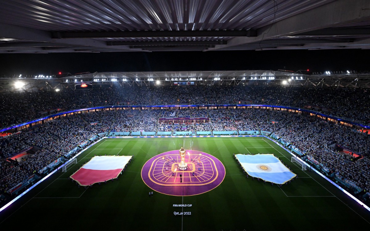 O Est&aacute;dio 974 estava cheio para a partida entre Argentina e Pol&ocirc;nia