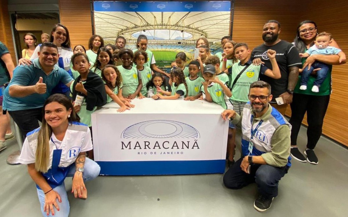 Na visita ao Maracanã, as crianças conheceram diversos espaços dentro do estádio