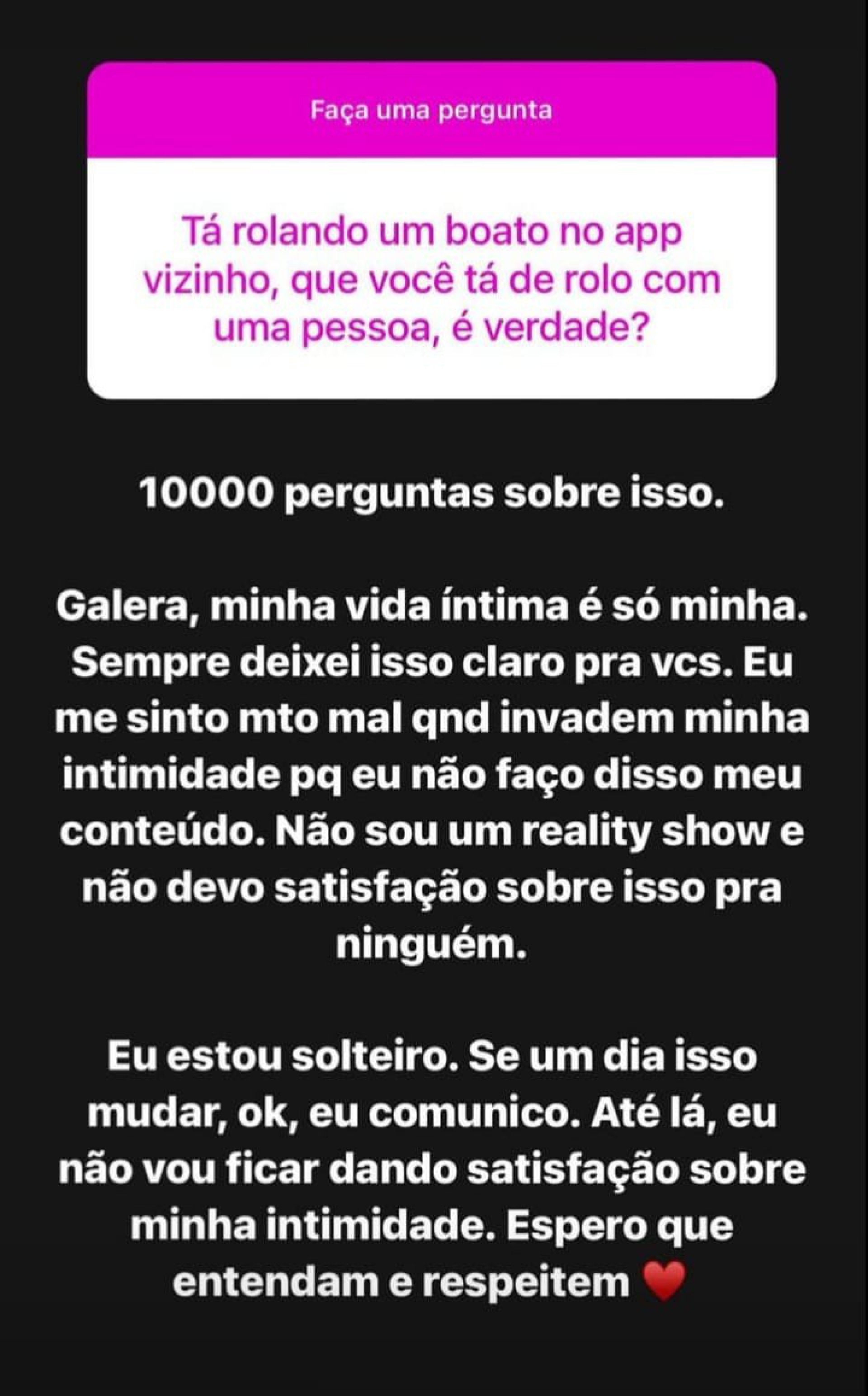 Felipe Neto reclamou da exposição de sua vida amorosa - Reprodução/Instagram