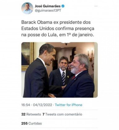 Post que o deputado José Guimarães apagou depois de ter publicado nas redes sociais  - Redes sociais