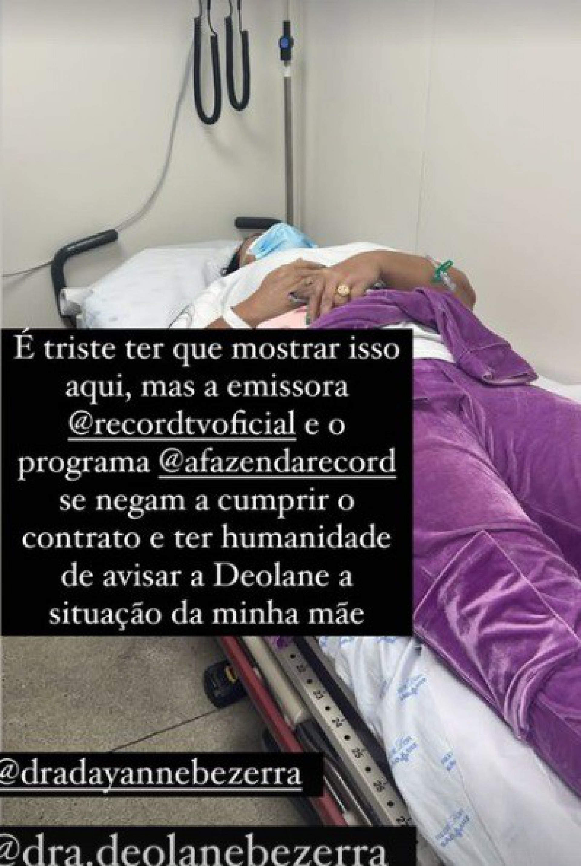 M&atilde;e de Deolane Bezerrra &eacute; hospitalizada em S&atilde;o Paulo - Reprodu&ccedil;&atilde;o 