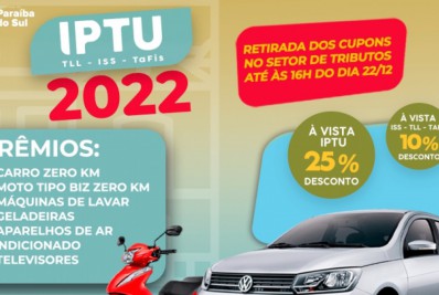 Concurso para ganhar carro 0KM no Show de Prêmios do IPTU 2022 entra em sua reta final