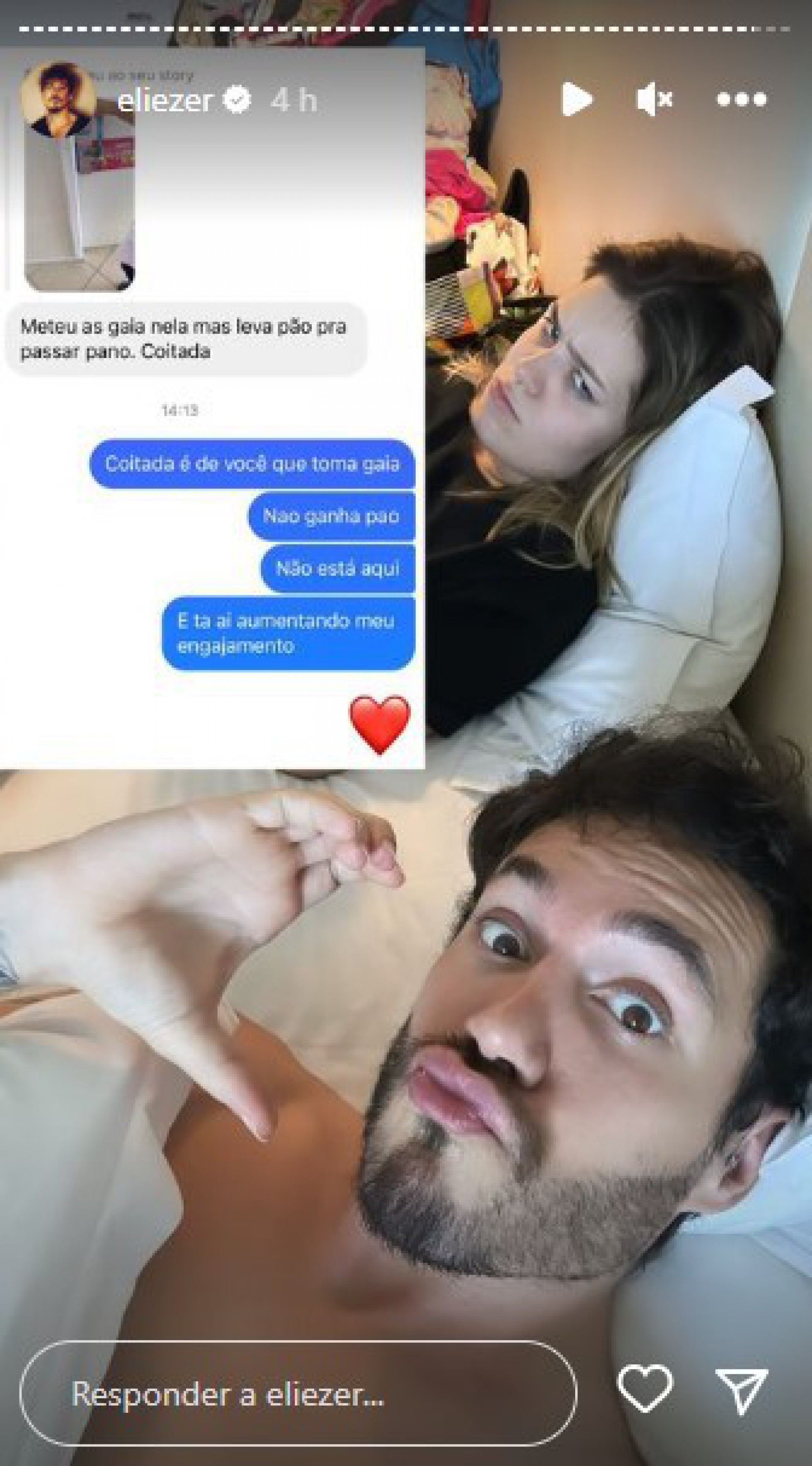 Eliezer e Viih Tube se pronunciam após críticas de ter saído do dark room sozinho de manhã - Reprodução Internet