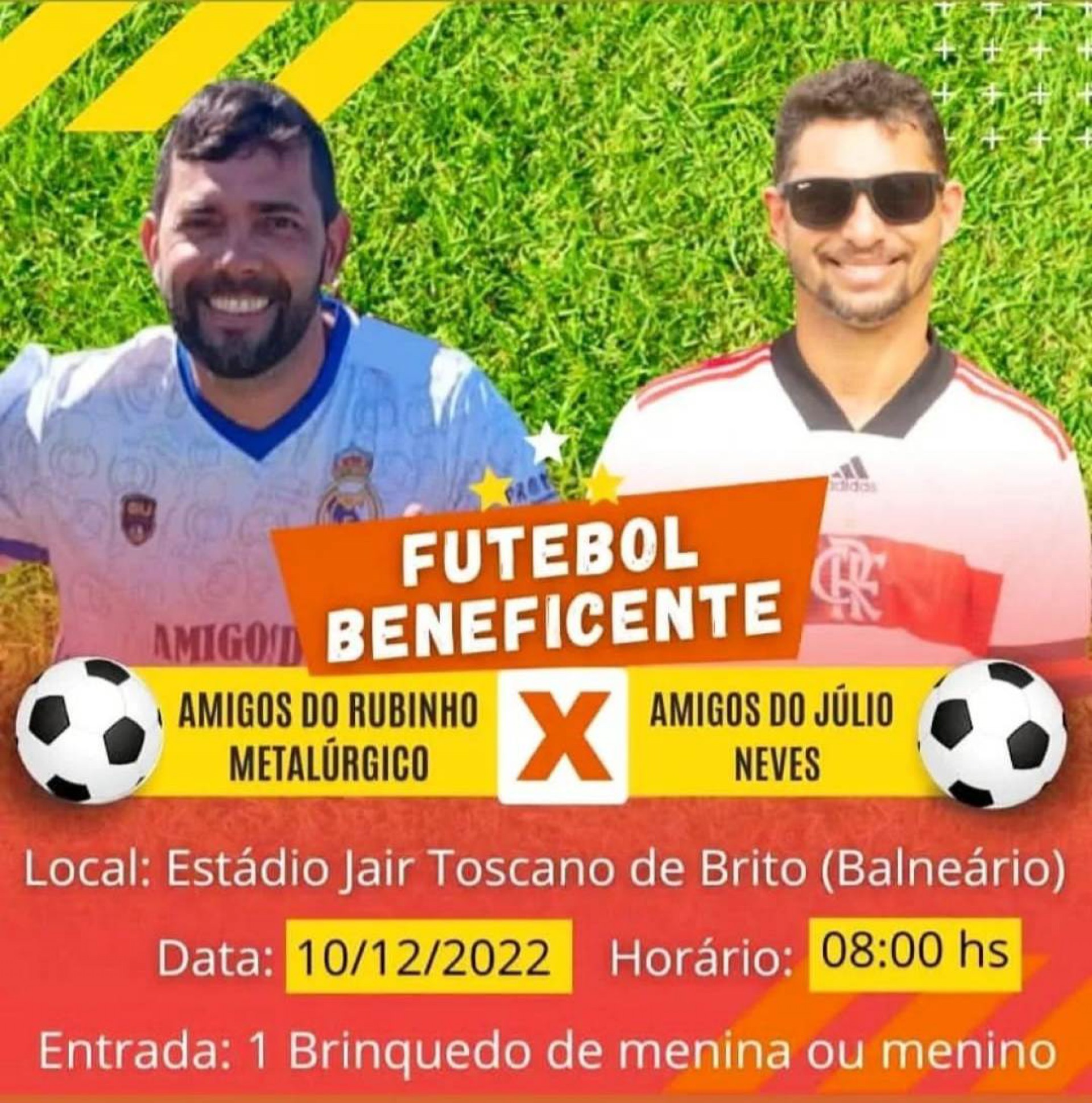 Futebol beneficente no estádio municipal para arrecadação de brinquedos - Divulgação/evento