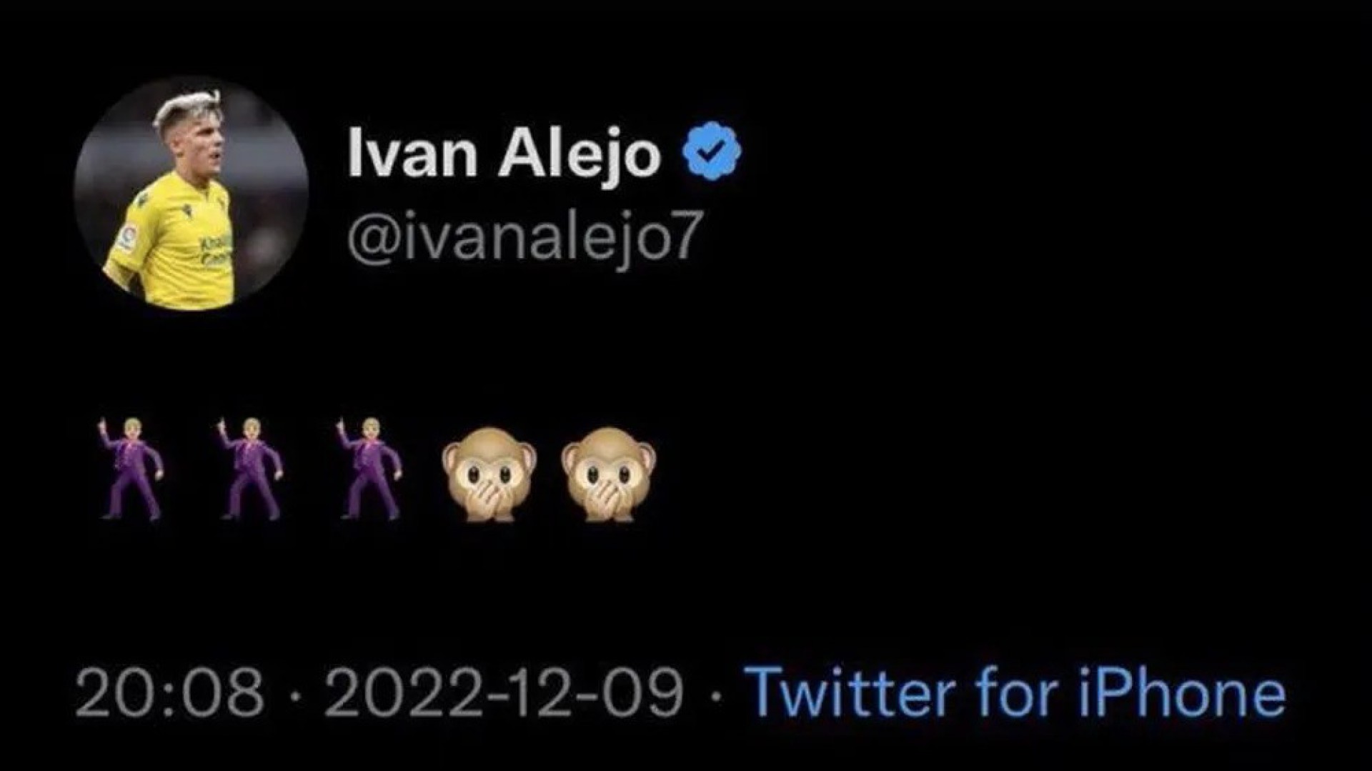 Mensagem de Ivan Alejo com cunho racista que foi apagada - Reprodução/Twitter