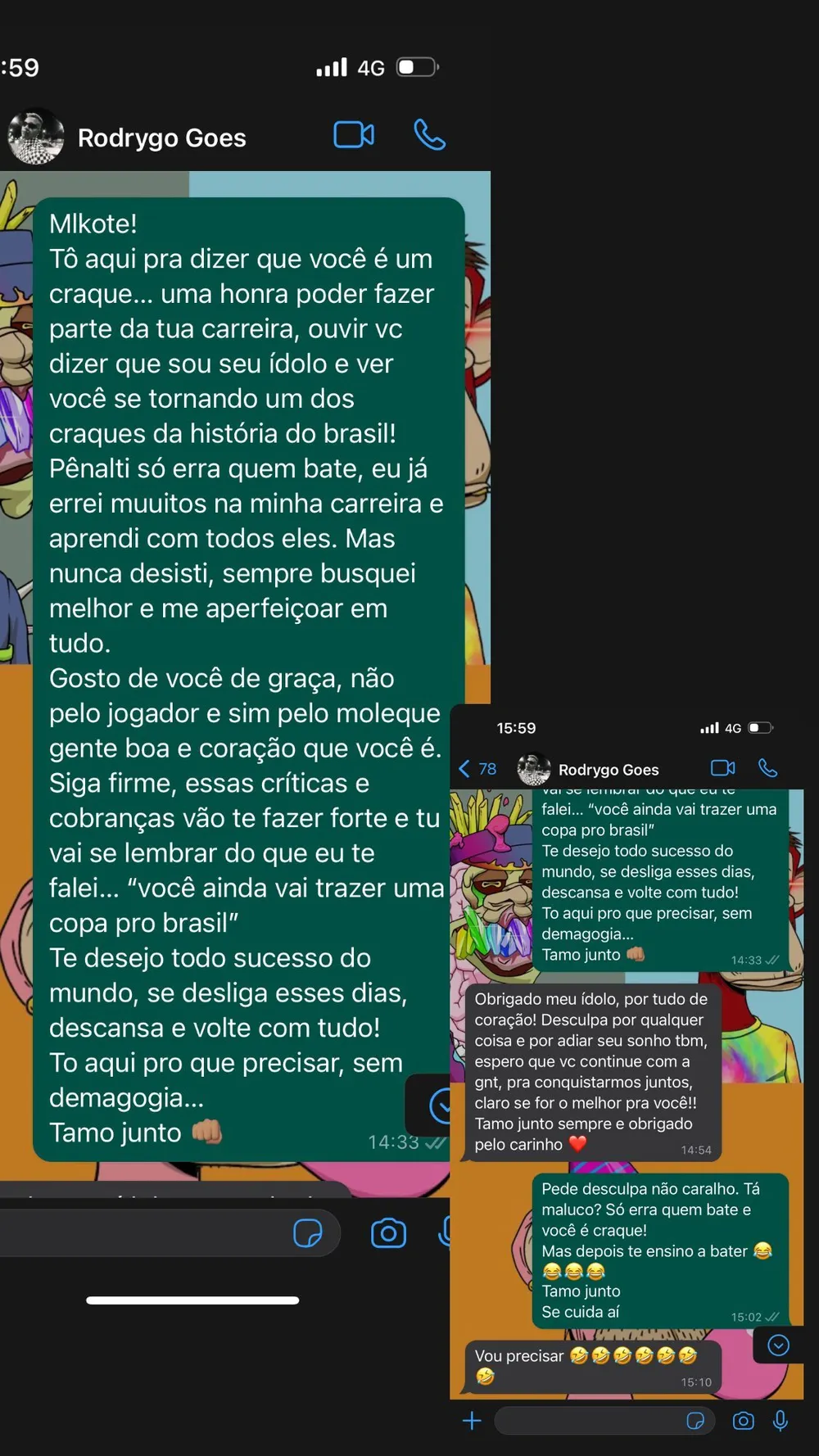Neymar exp&otilde;e conversa com Rodrygo ap&oacute;s a elimina&ccedil;&atilde;o para a Cro&aacute;cia - Reprodu&ccedil;&atilde;o/Instagram @NeymarJR