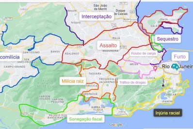 Mapa que divide o Rio por práticas criminosas viraliza na internet