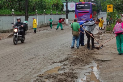 Comdep mobiliza mais de 120 pessoas para limpeza da cidade após chuvas de terça-feira