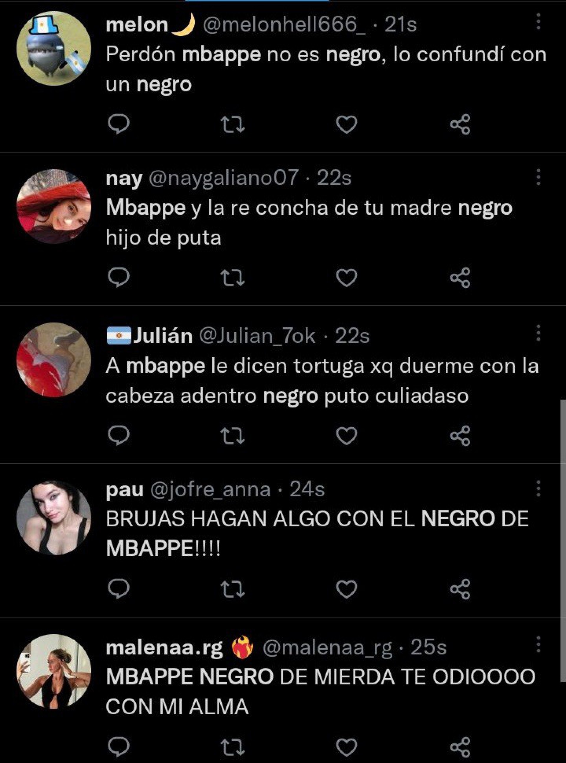 Ataques racistas de torcedores argentinos contra Mbappé - Reprodução/Twitter