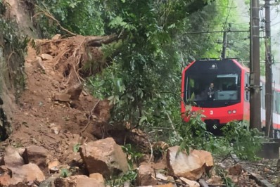 Deslizamento de terra interrompe as atividades do Trem do Corcovado