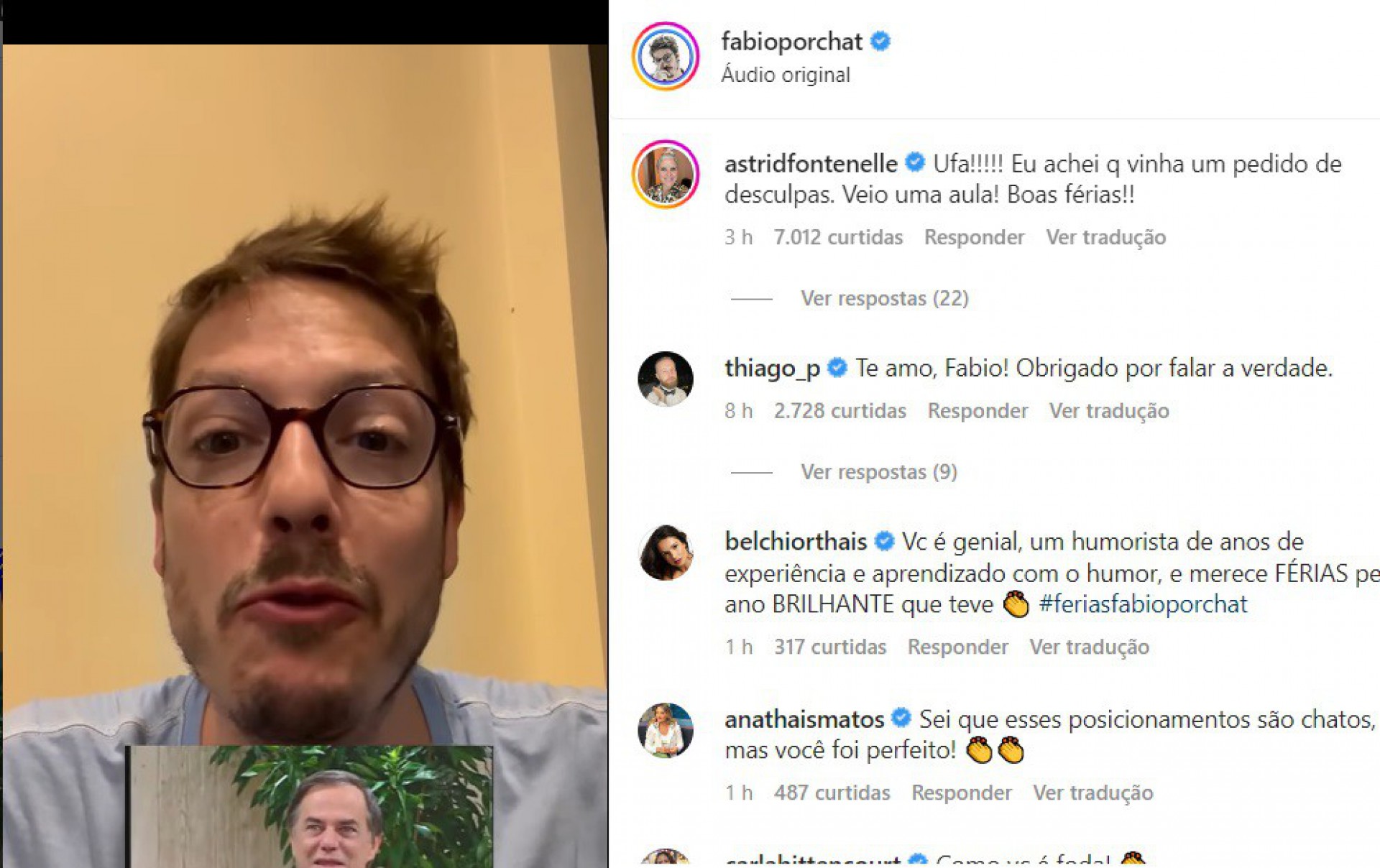 Famosos apoiam Fabio Porchat após polêmica com Gkay - Reprodução do Instagram