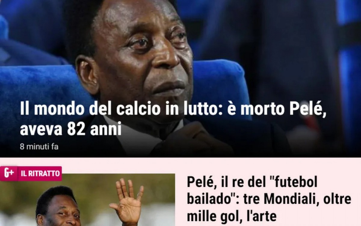 Pelé morreu aos 82 anos