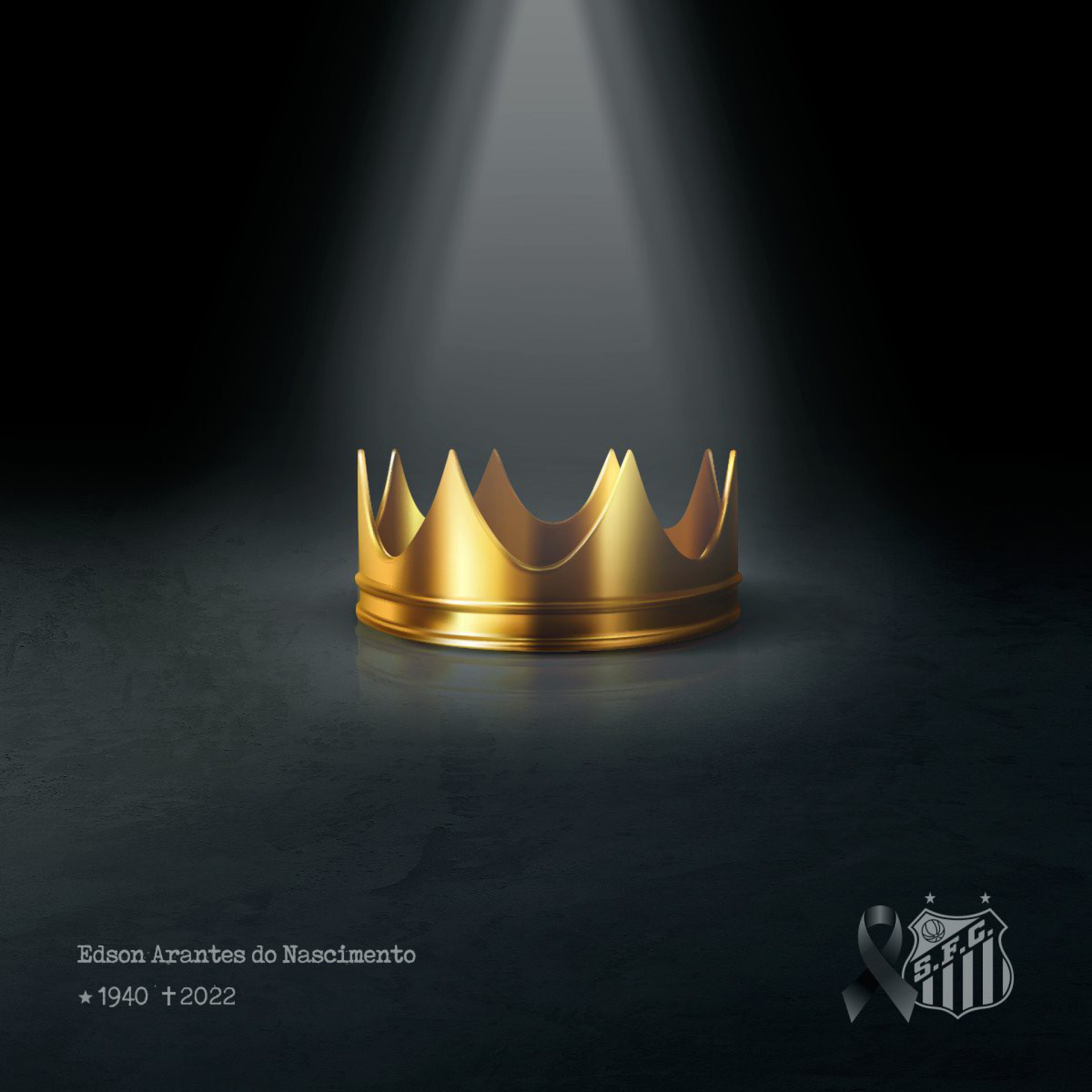 Foto publicada pelo Santos em homenagem ao Rei Pelé