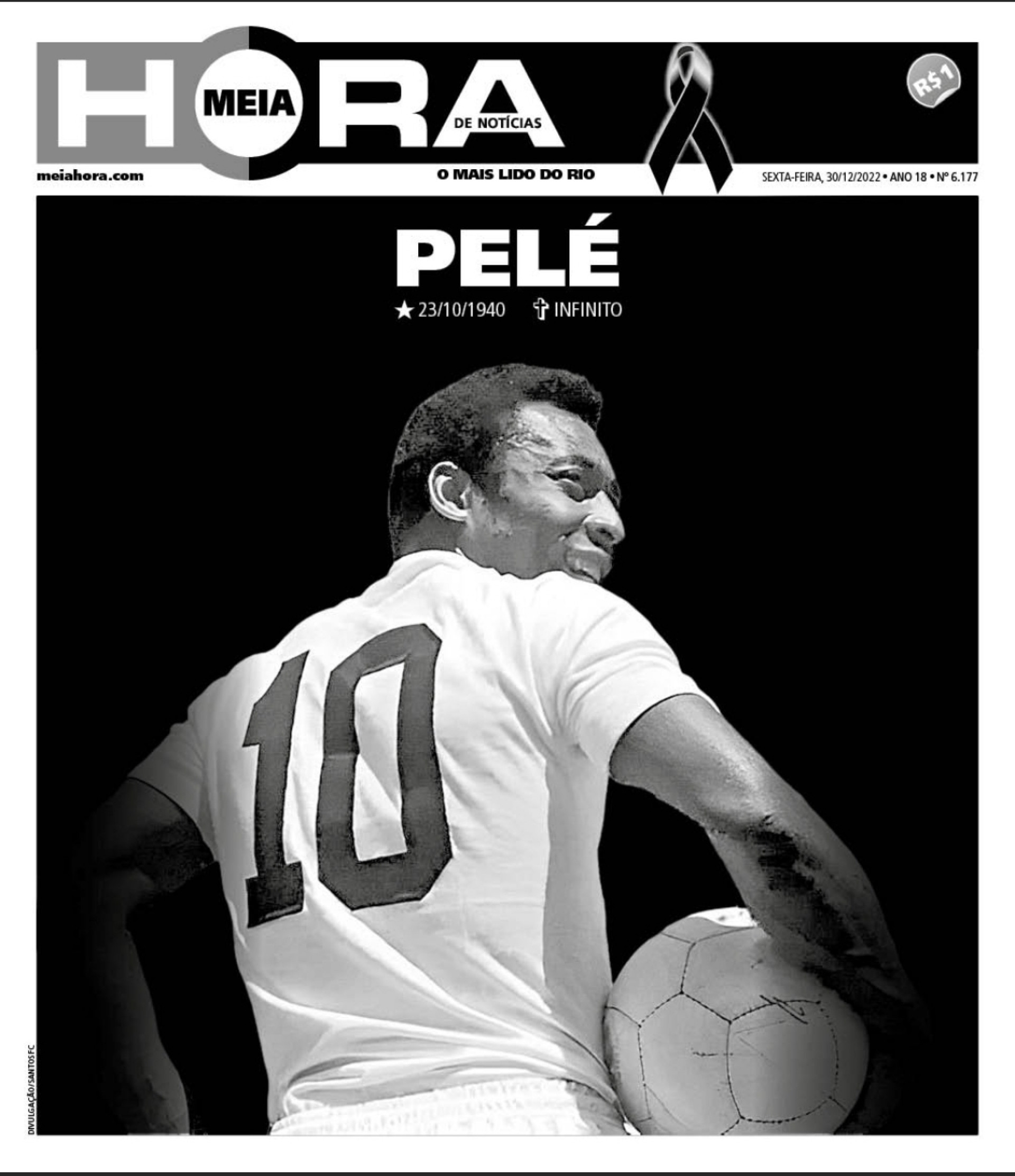 Capa do Meia Hora quando Pel&eacute; morreu