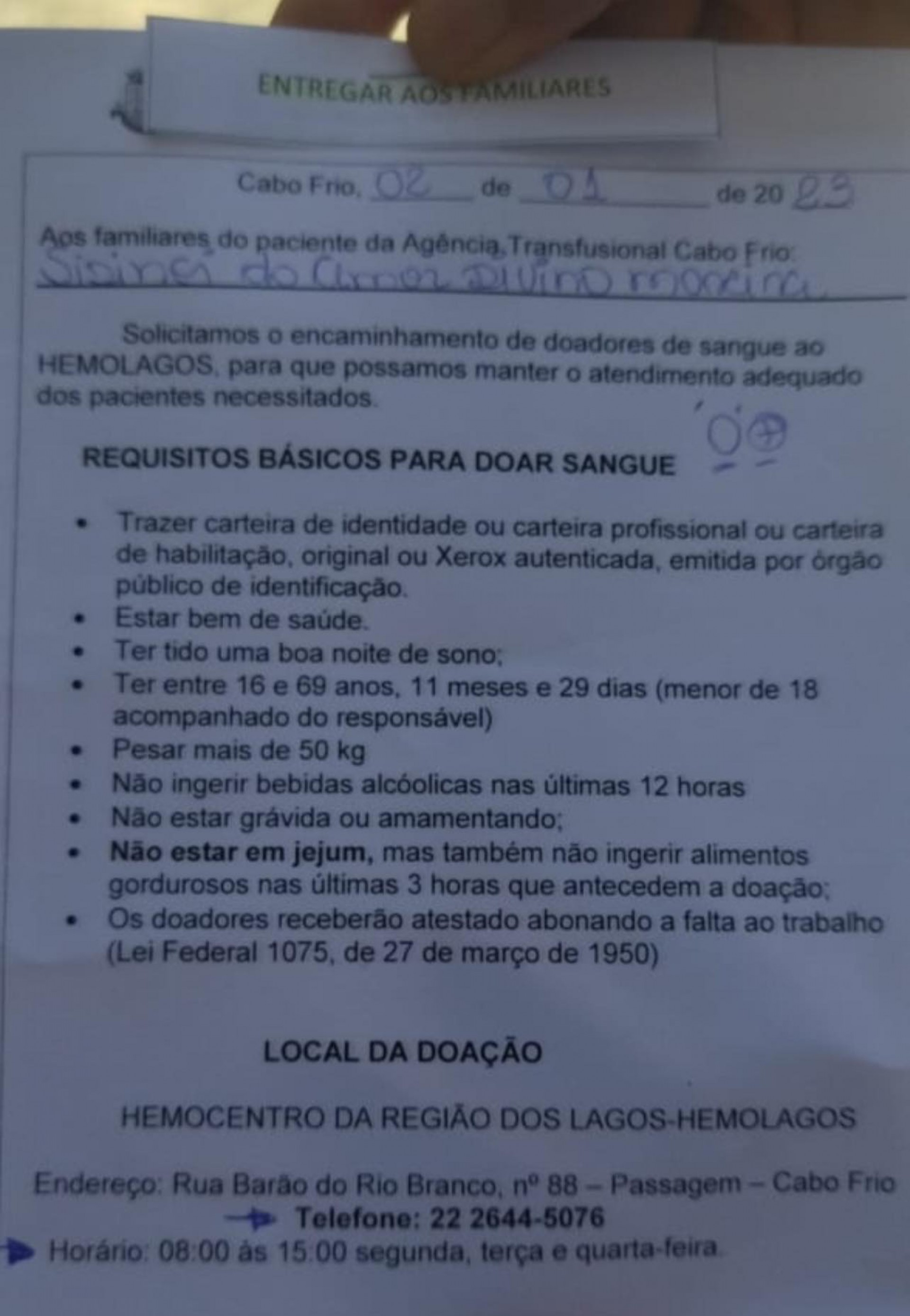 Funcionário baleado em peixaria de Cabo Frio precisa de doação de sangue
