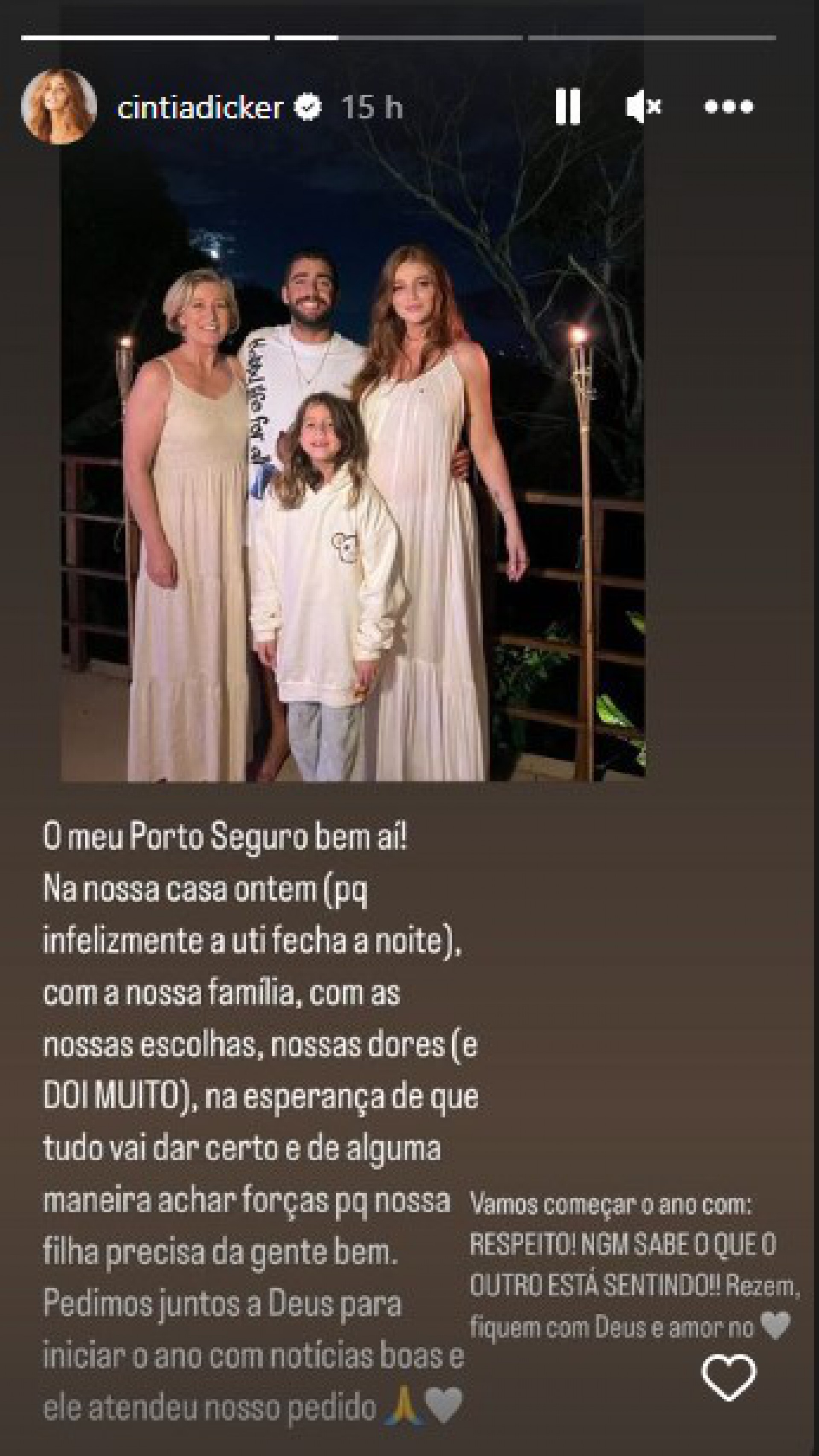 Cintia Dicker aproveita ano novo para desabafar e agradecer o apoio da família - Reprodução Internet
