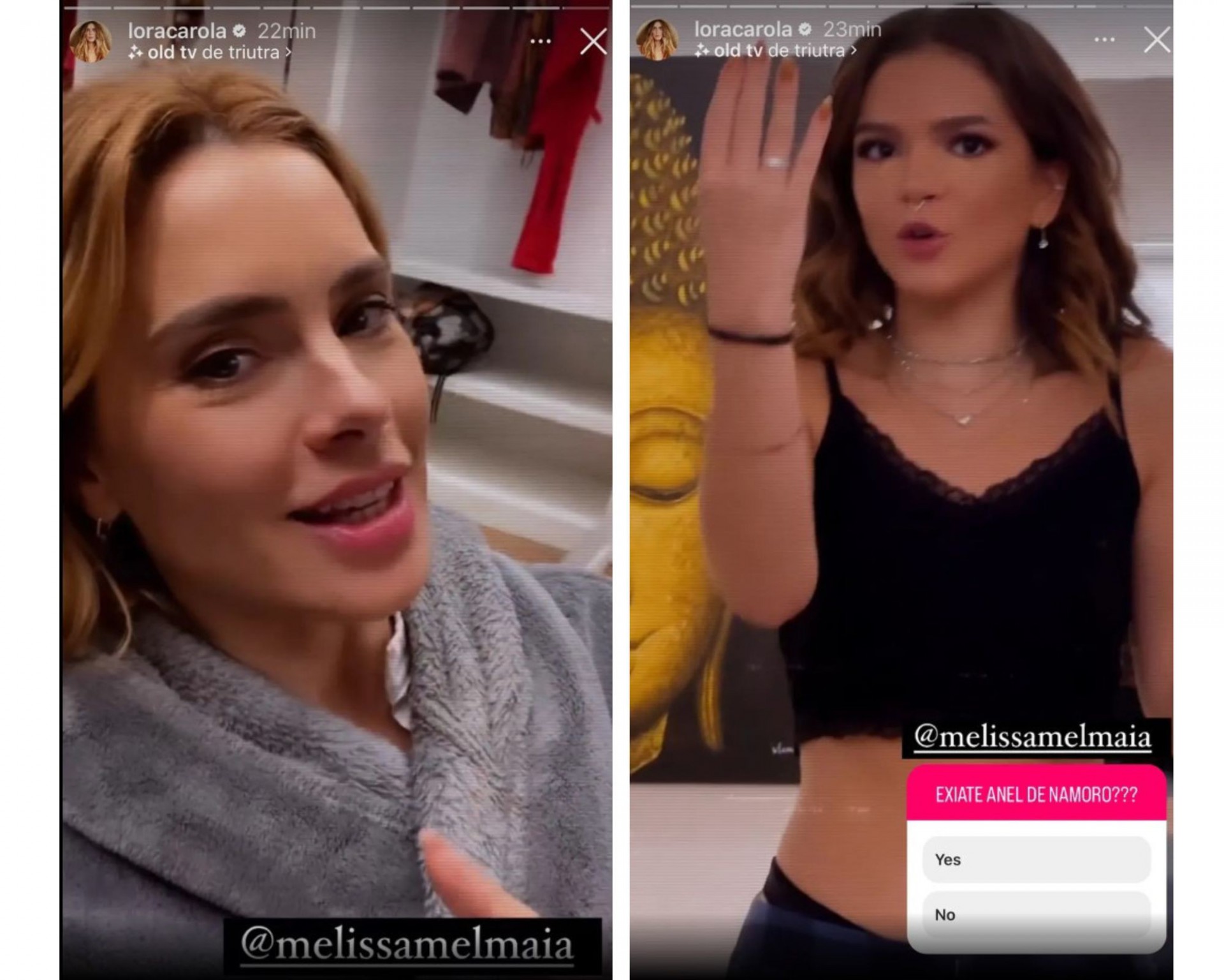 Carolina Diekmann achou que Mel Maia tinha ficado noiva - Reprodução/Instagram